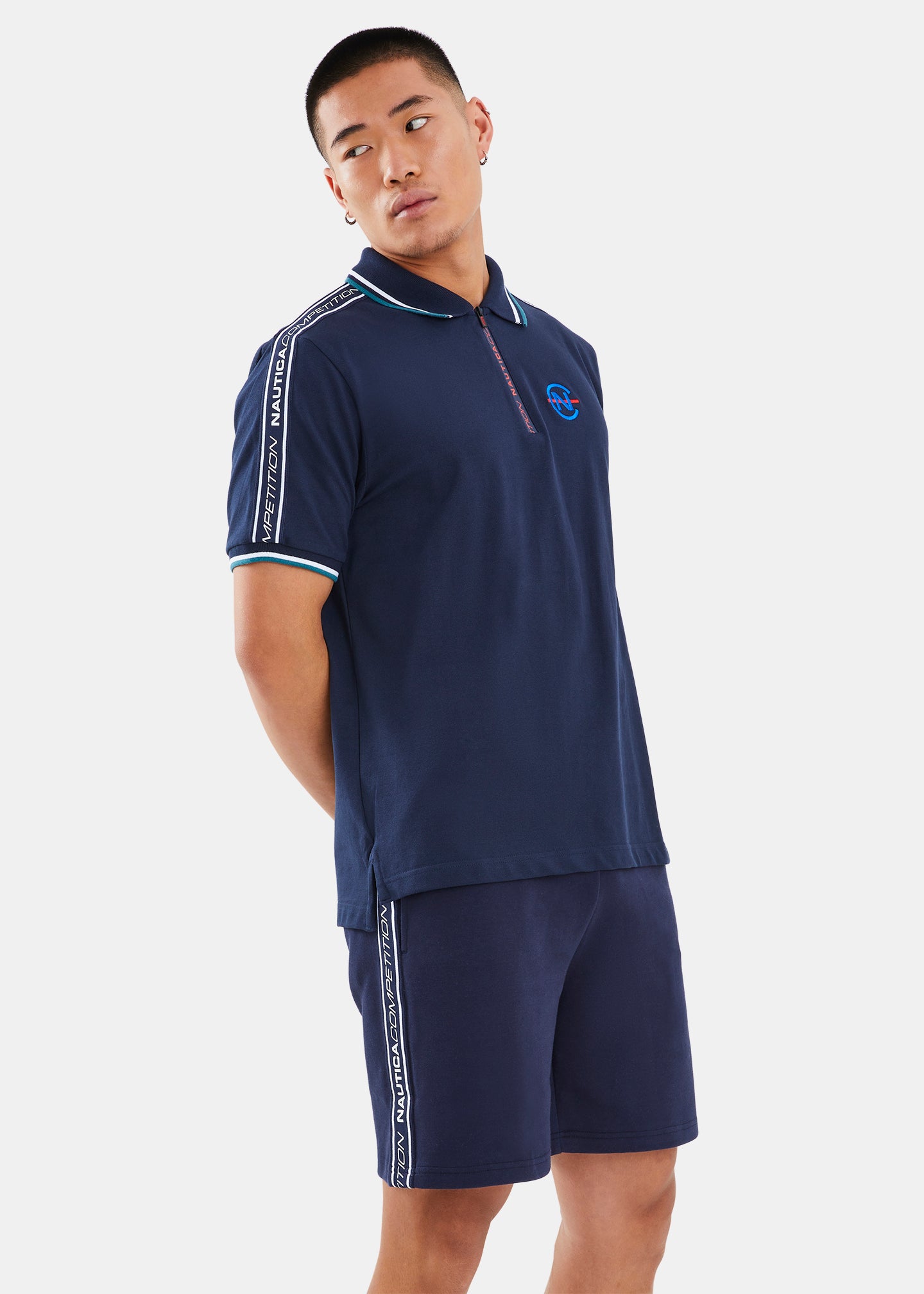 Nautica Competition Aster 1/4 Zip Polo Shirt - Dark Navy - Front