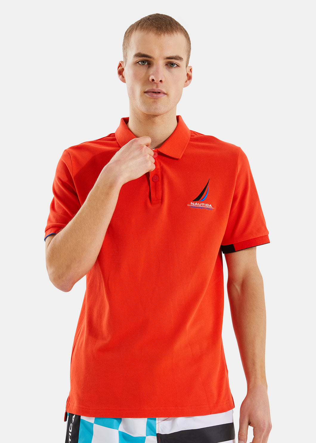 Nautica T Shirt Mens Large Red Short Sleeve Full Front Logo